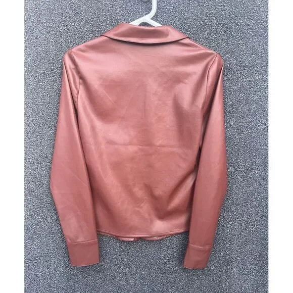 House Of Harlow 1960 Vegan‎ Leather Jacket Size XS Cinnamon - Picture 3 of 8